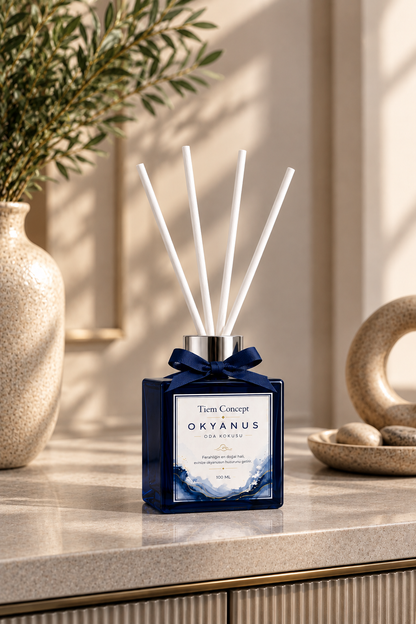 Çubuklu Oda Kokusu 100 ml Okyanus - Lacivert Parlak Şişeli Oda Kokusu