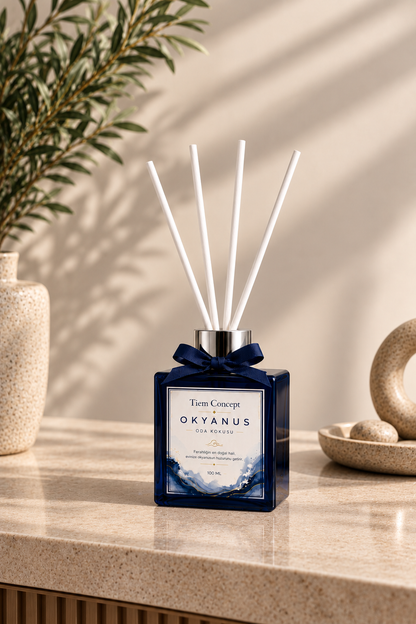 Çubuklu Oda Kokusu 100 ml Okyanus - Lacivert Parlak Şişeli Oda Kokusu