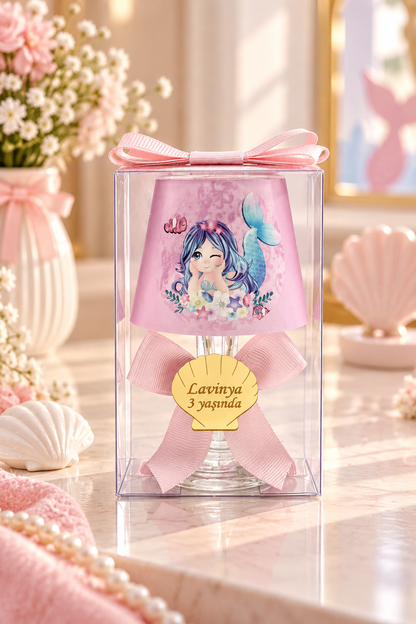 Baby Gift Boxed Custom Pink Decorated Mermaid Printed Lampshade Candle Set of 10