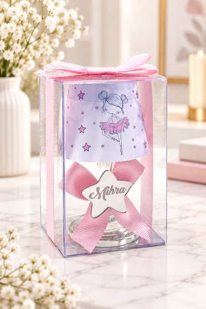 Baby Gift Boxed Personalized Pink Decorated Ballerina Printed Lampshade Candle Set of 10