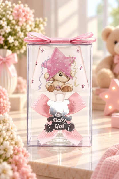 Baby Gift Boxed Custom Name Bear Printed Lampshade Candle Set of 10