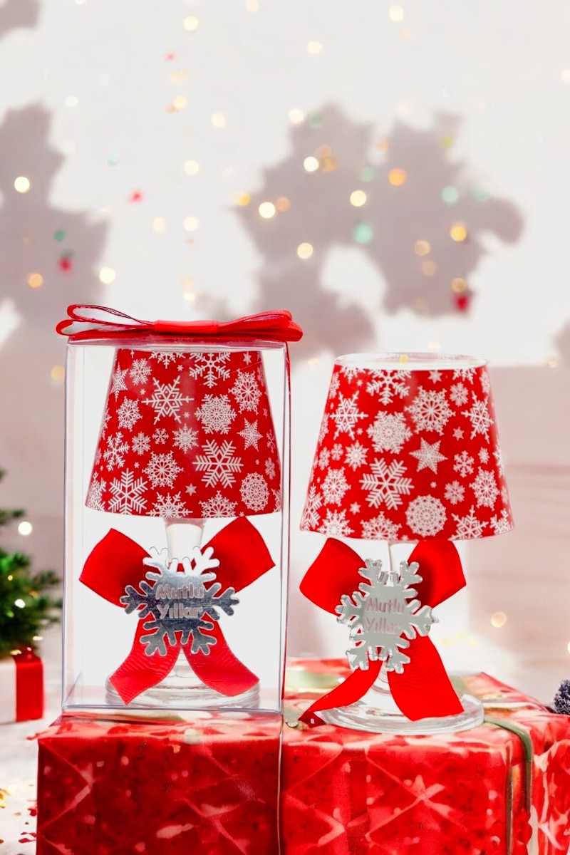 Yılbaşı Kar Tanesi Konseptli Hediyelik Abajur Mumluk (2 Adet )