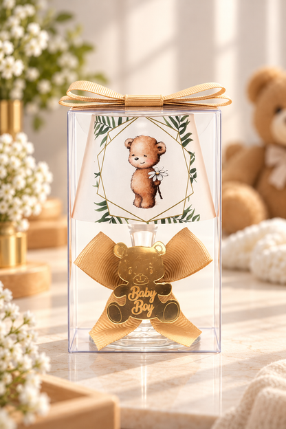 Baby Gift Boxed Personalized Gold Teddy Bear Printed Gift Lampshade Candle Set of 10