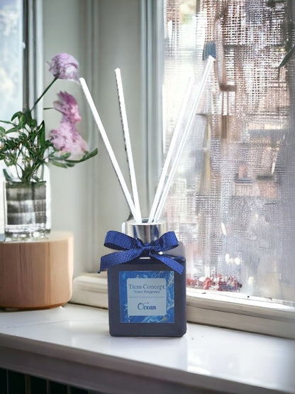 Vanilla Scented Gray Glass Candle and Room Fragrance Set 100 ml