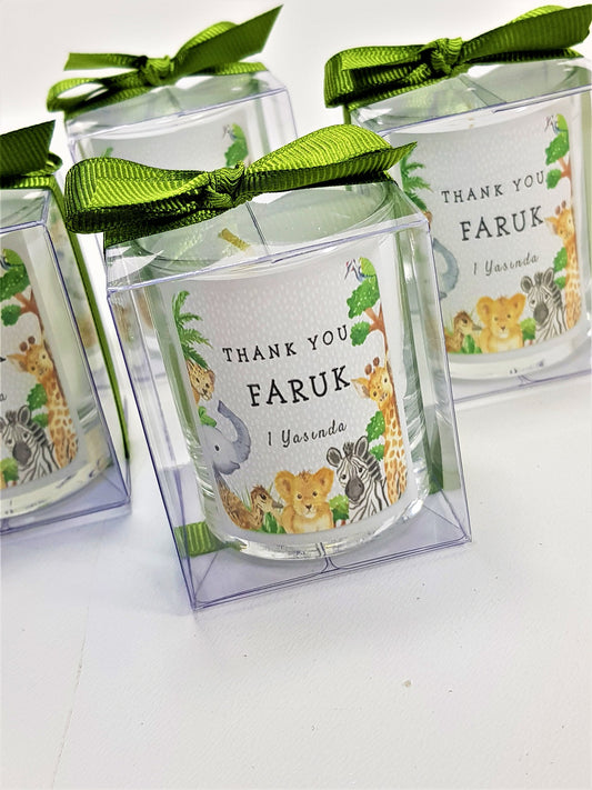 Tiem Concept Baby Gift Safari Concept Printed 10 Piece Glass Candle