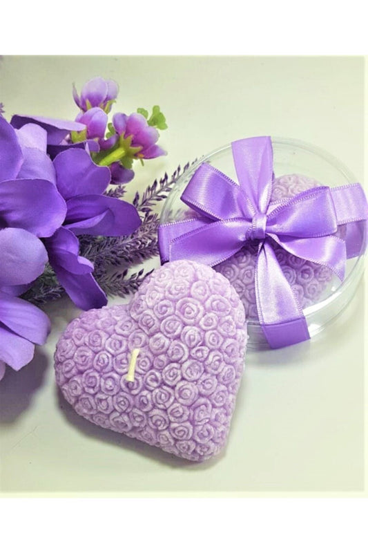 Tiem Concept Valentine's Day Lilac Heart Candle