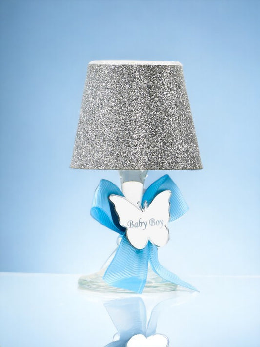 Baby Gift Boxed Named Baby Gift Blue Glitter Lampshade Candle Set of 10