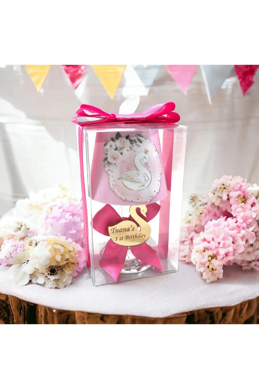 Baby Gift Pink Swan Printed Personalized Baby Lampshade Candle Holder (10 Pieces)