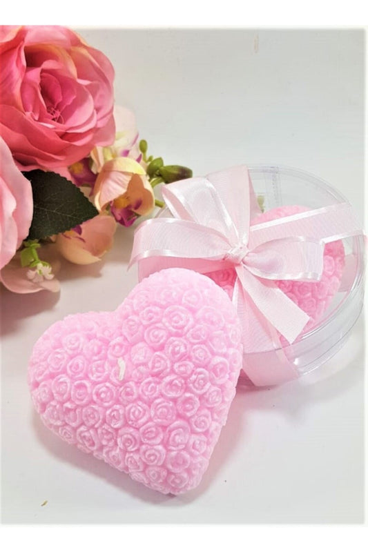 Tiem Concept Valentine's Day Pink Heart Candle