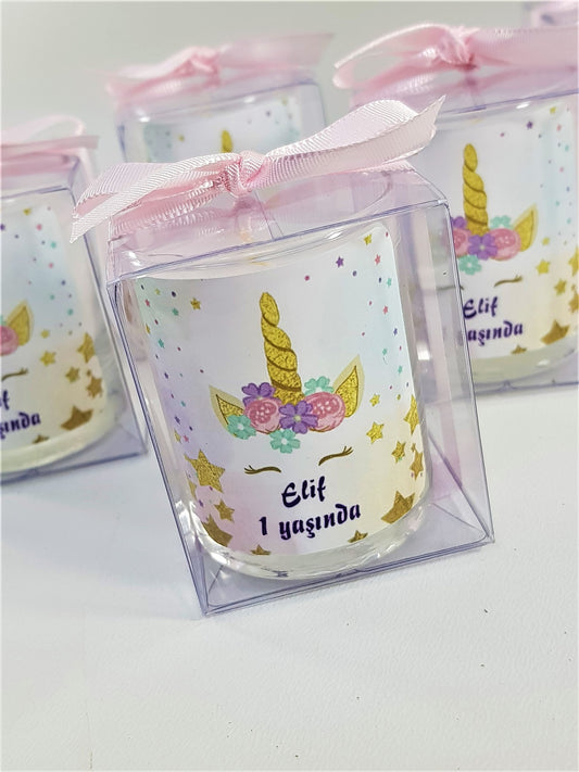Tiem Concept Baby Gift Unicorn Printed 10 Piece Glass Candle