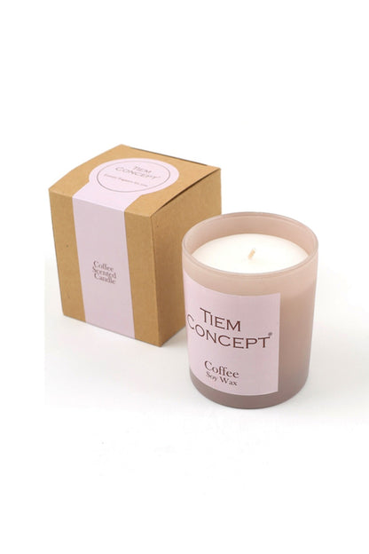 100% Soy Candle Coffee Scented Mink Colored Boxed Glass Candle