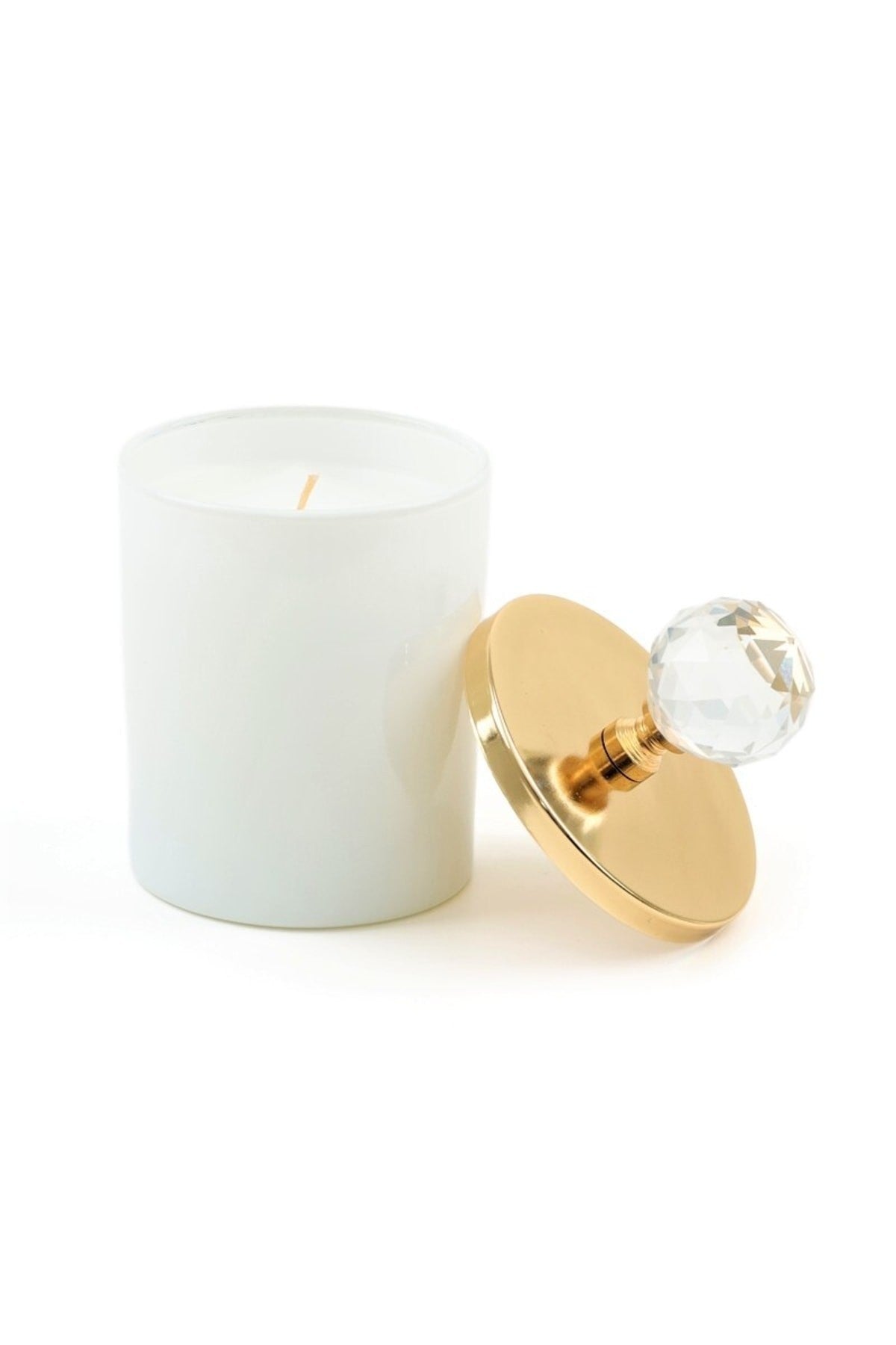 Tiem Concept Special Design I Letter Vanilla Scented Gold Crystal Top White Glass Candle