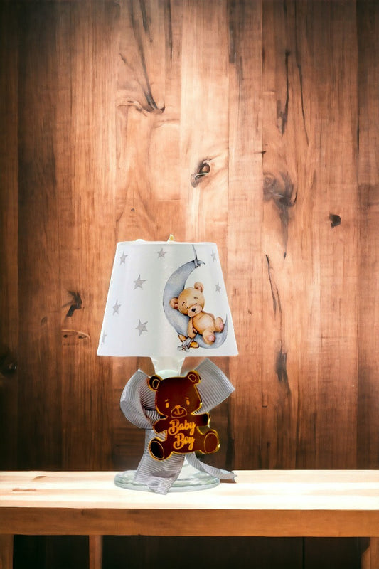 Baby Gift Boxed Custom Gray Decorated Teddy Bear Printed Lampshade Candle Set of 10