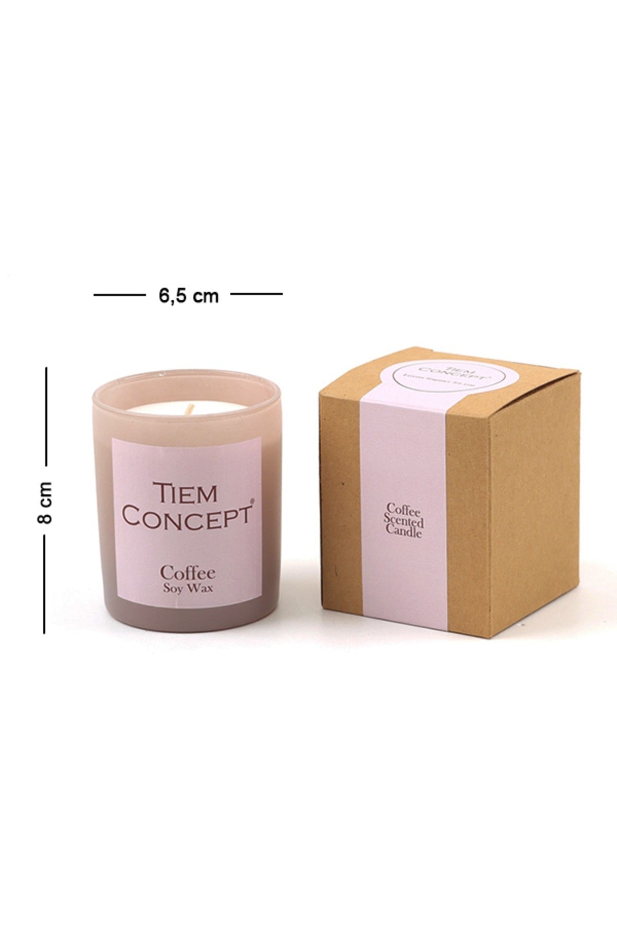100% Soy Candle Coffee Scented Mink Colored Boxed Glass Candle