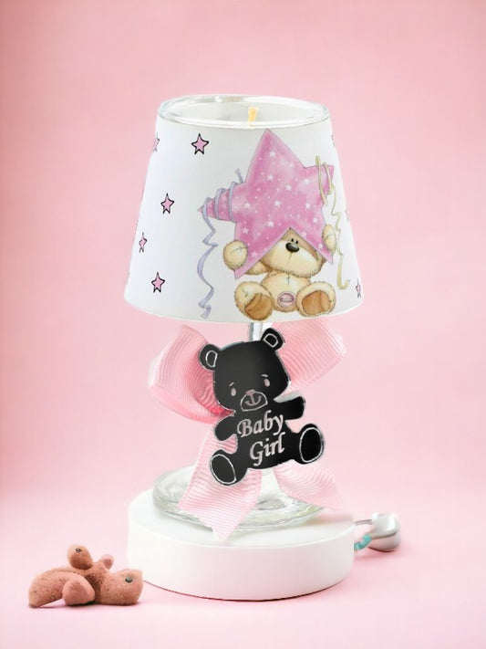 Baby Gift Boxed Custom Name Bear Printed Lampshade Candle Set of 10