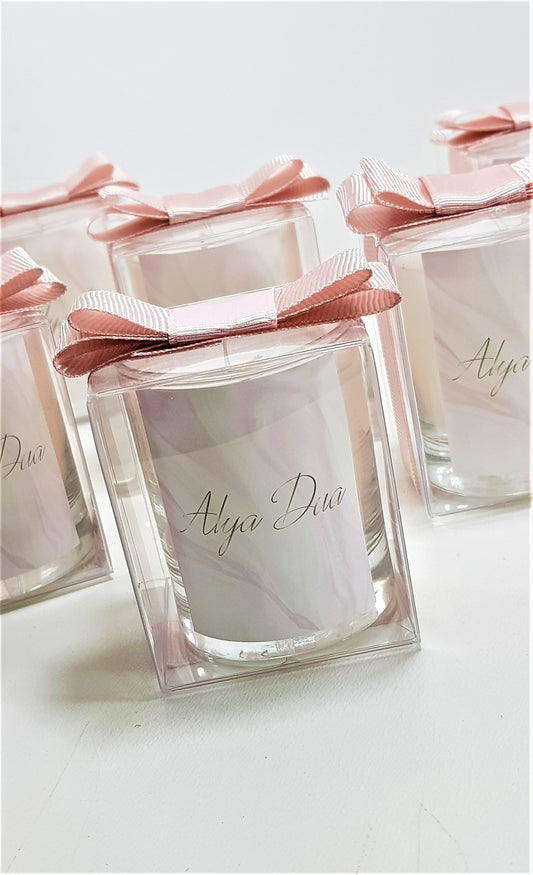 Tiem Concept Baby Gift Powder Marble Printed 10 Piece Glass Candle