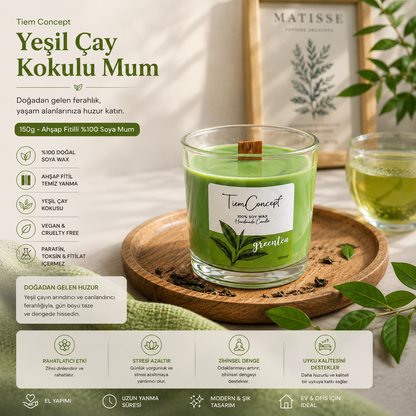 Ahşap Fitilli Kokulu Mum 150g - %100 Soya Mum - Şeffaf Bardak Aromaterapi Oda Kokusu